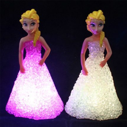 Anna elsa toys doll ice snow queen 3 led color
