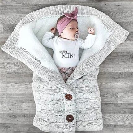 Newborn Baby Winter Warm Sleeping Bags Infant Button Knit Swaddle Wrap Swaddling Stroller Wrap Toddler Blanket