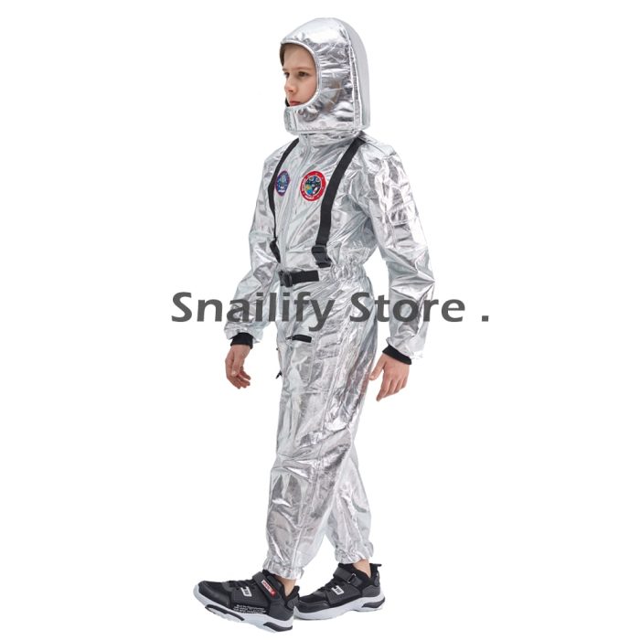 SNAILIFY Silver Spaceman Jumpsuit Boys Astronaut Costume For Kids Halloween Cosplay Children Pilot Carnival Party Fancy 3