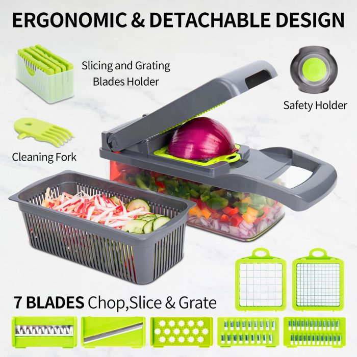 8 in 1 multifunctional vegetable cutter drain basket slicer