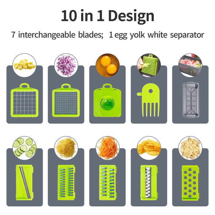 8 in 1 multifunctional vegetable cutter drain basket slicer