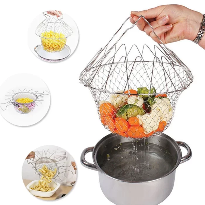 Foldable stainless steel steamer basket