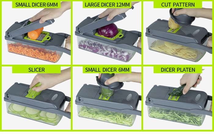 8 in 1 multifunctional vegetable cutter drain basket slicer