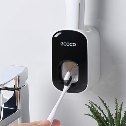 Automatic toothpaste dispenser squeezer mounted toothbrush bathroom wall