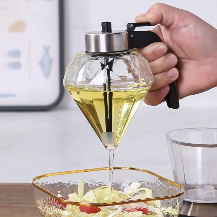 Diamond glass honey dispenser stainless steel glass oil bottle juice syrup pot storage container kitchen seasoning