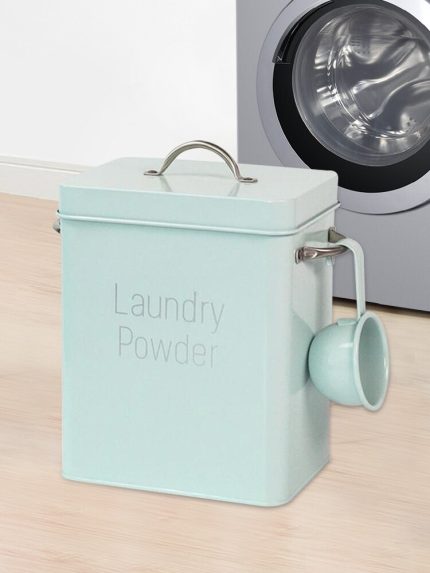 Laundry detergent powder storage tin box dispenser large capacity grain organizer container sealed box with spoon