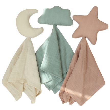 New born soothe appease towel organic cotton moon star toy ins baby comforter lovely muslin