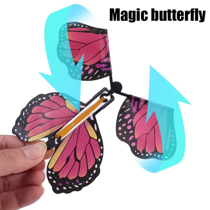 Pcs magic flying butterfly wind up toy in the sky funny rubber band powered cards kids