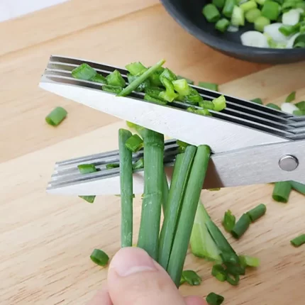 Multi layer scissor kitchen shears blade stainless steel scallion cutter laver spices herb chive cutter
